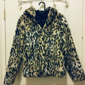 H&M Leopard Faux Fur Jacket